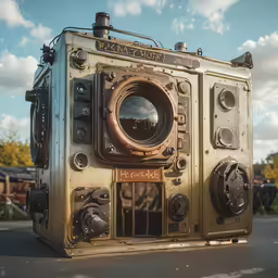a large camera is shown in this artistic image