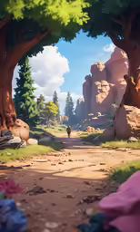 a person is walking through an outdoor forest