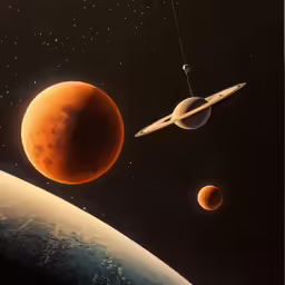 an illustration of two planets and one on earth
