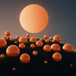 this is a painting of a field of bubbles