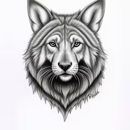 the head of a wolf with blue eyes,a drawing of a wolf face