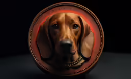 a dog is sitting in the middle of a picture