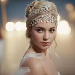 a beautiful young lady wearing a white wedding dress
