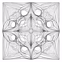an abstractal drawing showing multiple circles, curves and bubbles,an intricate square drawing in black and white