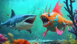 two fish that are inside of some water