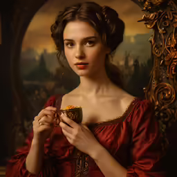 a young woman holding onto her cup
