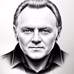 a portrait of a man in black and white