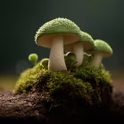 some green plants growing on a tree stump