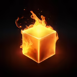 a close up of a square box on fire
