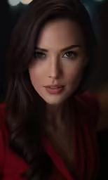 an image of a young woman wearing a red blouse