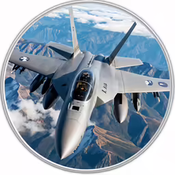 the fighter jet in the sky is flying above mountains