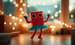 an odd looking toy in a dress on a floor