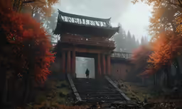 a man standing on steps leading to an ancient building