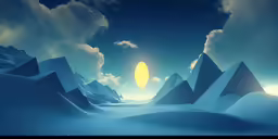 a sun in the sky above some mountains