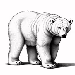 a bear is drawn with a pencil,a bear that is standing up on the ground