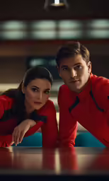 a man and woman pose for a portrait together