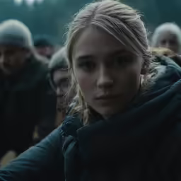 the actress is staring at someone in front of her