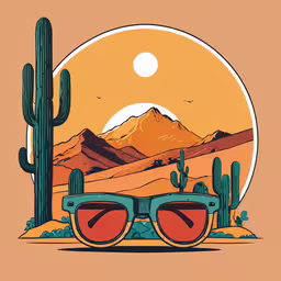 sunglasses with red lens sit on a desert landscape,glasses with sunglasses with red lenses sitting on a desert
