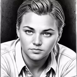 a pencil drawing of a young male wearing a shirt and tie