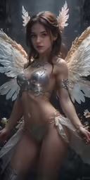 a girl dressed like an angel with white wings