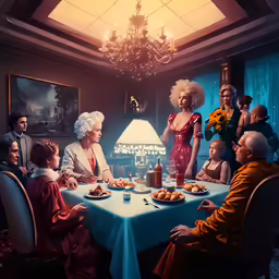 the woman are all seated around the table for breakfast