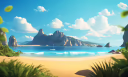 a small island surrounded by green vegetation on a beach