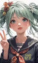 an image of an anime character with green hair