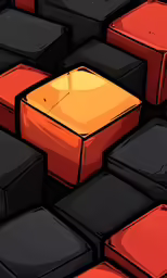 a bunch of black and orange blocks together