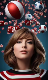 an image of the character juggling balls with her head up in the air