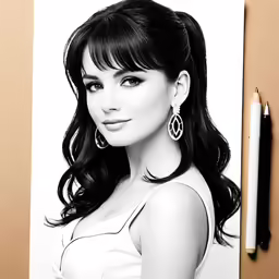 a woman with earrings is on top of a poster