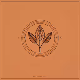 the cover image shows a leaf inside of a circle,two leaf prints, in an orange circle, against an orange background