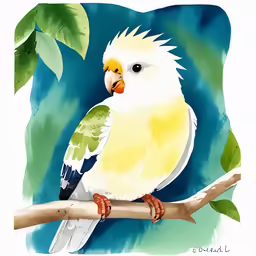 a colorful bird sits on a tree branch