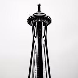 an aerial view of the space needle from below