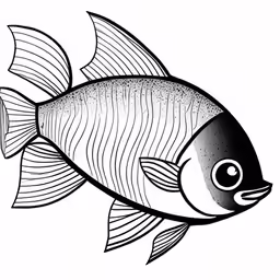 a drawing of a goldfish in black and white