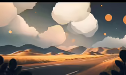 a road in the desert is surrounded by a large field