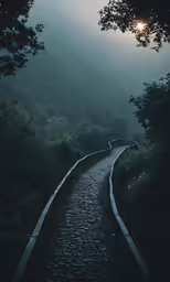 an empty road going to the top of a hill