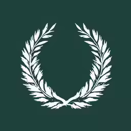 a white symbol with white leaves on green background