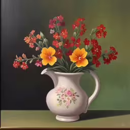 /tmp/FOOy6IJtT.jpg = this is a still life painting of colorful flowers in a white pitcher
,/tmp/FOOy6IJtT.jpg = an image of flowers in a white vase
,/tmp/FOOy6IJtT.jpg = a painting of a white vase with flowers
,/tmp/FOOy6IJtT.jpg = a painting of some flowers in a vase
,/tmp/FOOy6IJtT.jpg = a painting of a white vase with flowers in it
,/tmp/FOOy6IJtT.jpg = there is a white vase with flowers in it
,/tmp/FOOy6IJtT.jpg = a painting of colorful flowers in a white vase
