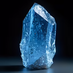 this large, ice blue crystal is melting on the floor