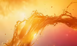 a stream of orange liquid with a yellow sky in the background