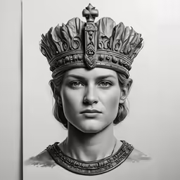 a drawing of a woman in a crown