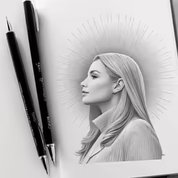 a drawing of a lady with long hair
