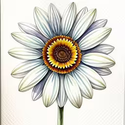 a flower painted with different colors on white paper,a painting with a sunflower in the center