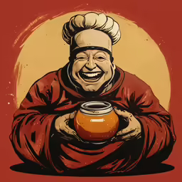 an illustration of a happy man holding a jar