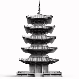 a tall pagoda tower sitting below a white sky