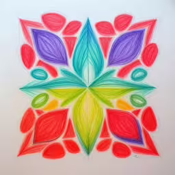 a drawing made in colored pencil on white paper