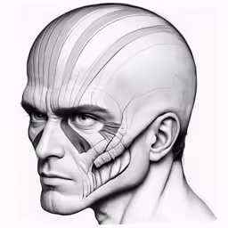 an old picture of the human face and neck