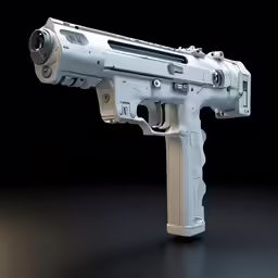 a toy gun with a white body, with an adjustable light switch