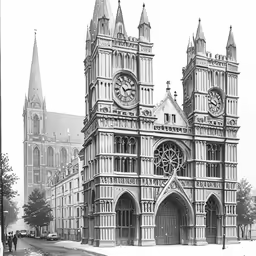 a very large building with some big clocks at the front