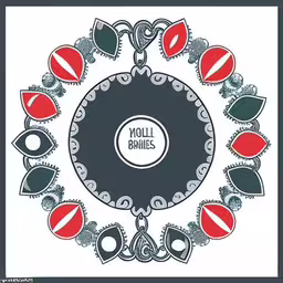 a circle frame with flowers and words around it